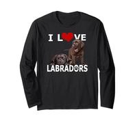 I Love Chocolate Lab Dog Labrador Puppy Retriever Maglia a Manica