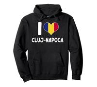 I Love Cluj-Napoca Romania Bandiera Romania Cuore Felpa con Cappuccio