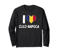 I Love Cluj-Napoca Romania Bandiera Romania Cuore Maglia a Manica