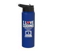 I Love Coding Computer Programmer Cuore Stainless Steel Insulated Water Bottle