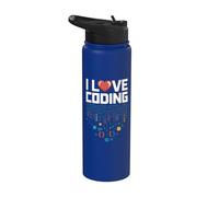 I Love Coding Cuore Codice Binario Design Stainless Steel Insulated Water Bottle