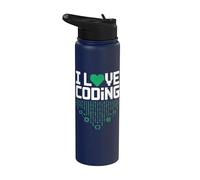 I Love Coding Cuore Codice Binario Design Stainless Steel Insulated Water Bottle