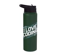 I Love Coding Software Sviluppatore Divertimento Stainless Steel Insulated Water Bottle