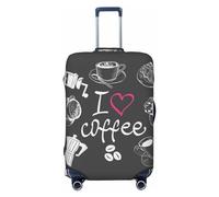 I Love Coffee - Copribagagli da viaggio, elastici, per valigie, 45-81 cm, Nero , L