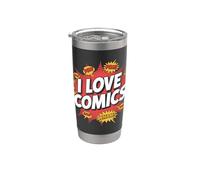 I Love Comics Pow Bam Wham Testo Bicchiere termico in acciaio inox doppia parete