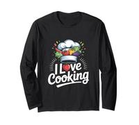 I Love Cooking Chef Cappello Verdure Grafica Maglia a Manica