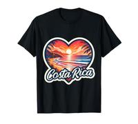 I Love Costa Rica Cuore Vintage Tramonto Retro Beach Souvenir Maglietta
