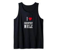 I Love Country Music Guitar Band Concert Heart Canotta