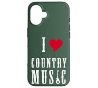 I Love Country Music Guitar Band Concert Heart Custodia per iPhone 16