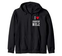 I Love Country Music Guitar Band Concert Heart Felpa con Cappuccio