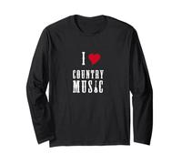 I Love Country Music Guitar Band Concert Heart Maglia a Manica