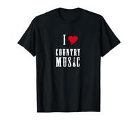 I Love Country Music Guitar Band Concert Heart Maglietta