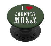 I Love Country Music Guitar Band Concert Heart PopSockets PopGrip Adesivo