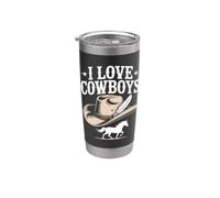 I Love Cowboys Cappello Cavallo Piuma Bicchiere termico in acciaio inox doppia parete