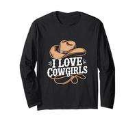 I Love Cowgirls Cappello Western Rodeo Design Maglia a Manica