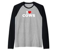 I Love Cows - Cuore Maglia con Maniche Raglan