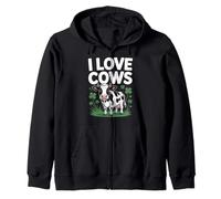 I Love Cows Cute Mucca Grafica Felpa con Cappuccio