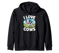I Love Cows, divertente design con animali della fattoria Felpa con Cappuccio