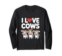 I Love Cows Fiore Corona Carino Mucca Arte Maglia a Manica