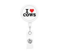 I Love Cows Porta badge retrattile Reel Clip Porta carte d'identità per infermiere Studente Impiegato