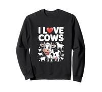 I Love Cows, simpatico design a forma di mucca, divertente Felpa