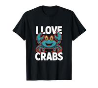 I Love Crabs Cute Cartoon Sea Creatura Maglietta