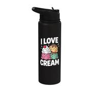 I Love Cream Fun Ice Cream Scoop Art Stainless Steel Insulated Water Bottle