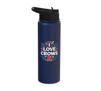 I Love Crows Cuore Design Uccelli Cuori Stainless Steel Insulated Water Bottle