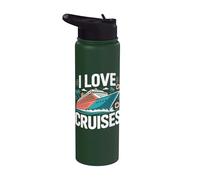 I Love Cruises Ocean Paradise Vacanze Divertimento Stainless Steel Insulated Water Bottle