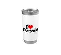 I LOVE CUORE DOSTOEVSKY NOME SU UN TEE Bicchiere termico in acciaio inox doppia parete