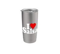 I LOVE CUORE SALSA MUSICA DANZA POMODORO SALSA CONDIMENTO Bicchiere termico in acciaio inox doppia parete