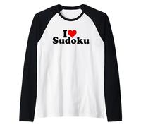 I Love Cuore Sudoku Puzzle Maglia con Maniche Raglan