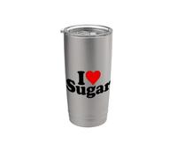 I LOVE CUORE ZUCCHERO DOLCE DOLCE CANDY Bicchiere termico in acciaio inox doppia parete