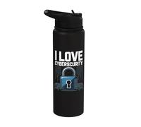 I Love Cybersecurity Appassionato di lucchetto digitale Stainless Steel Insulated Water Bottle