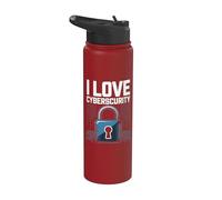 I Love Cybersecurity Appassionato di lucchetto digitale Stainless Steel Insulated Water Bottle