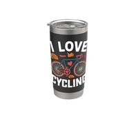I Love Cycling Bicicletta Cuore Passione Bicchiere termico in acciaio inox doppia parete