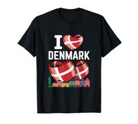 I Love Danimarca Cuore Bandiera Cityscape Maglietta