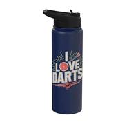 I Love Darts Target Freccia Gioco Divertimento Stainless Steel Insulated Water Bottle