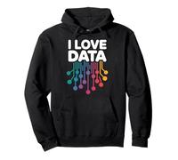 I Love Data Colorful Circuit Design Felpa con Cappuccio