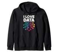 I Love Data Colorful Circuit Design Felpa con Cappuccio