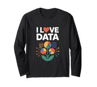 I Love Data Grafico Binario Disegno Fiore Maglia a Manica