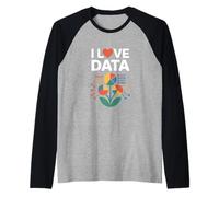 I Love Data Grafico Binario Disegno Fiore Maglia con Maniche Raglan