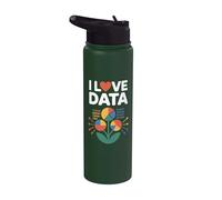 I Love Data Grafico Binario Disegno Fiore Stainless Steel Insulated Water Bottle