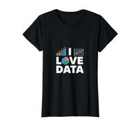 I Love Data Pie Grafico a Barre Maglietta con Stampa Grafica Economica, Donna, Nero, L