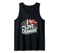 I Love Denmark Bandiera Ruota Panoramica Nave vichinga Canotta