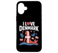 I Love Denmark Bandiera Sirena vichingo Design Custodia per iPhone 16 Plus