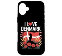 I Love Denmark National Pride Bandiera danese Custodia per iPhone 16 Plus