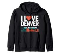 I Love Denver City Skyline Montagne Orgoglio Felpa con Cappuccio