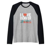 I Love Denver City Skyline Montagne Orgoglio Maglia con Maniche Raglan