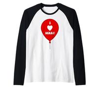 I Love Derry su Red Balloon.io Cuore Derry, Maine Maglia con Maniche Raglan
